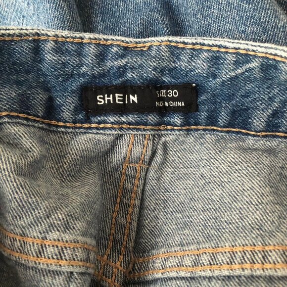 Shein Straight Leg Jeans High Waist Medium Blue Size 30 - Picture 7 of 8